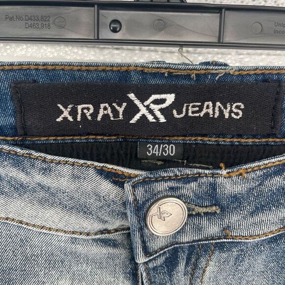 XRAY Jeans Men’s Light Wash Moto Biker Slim Stretch Skinny Denim Jeans 34/30 - Picture 13 of 16